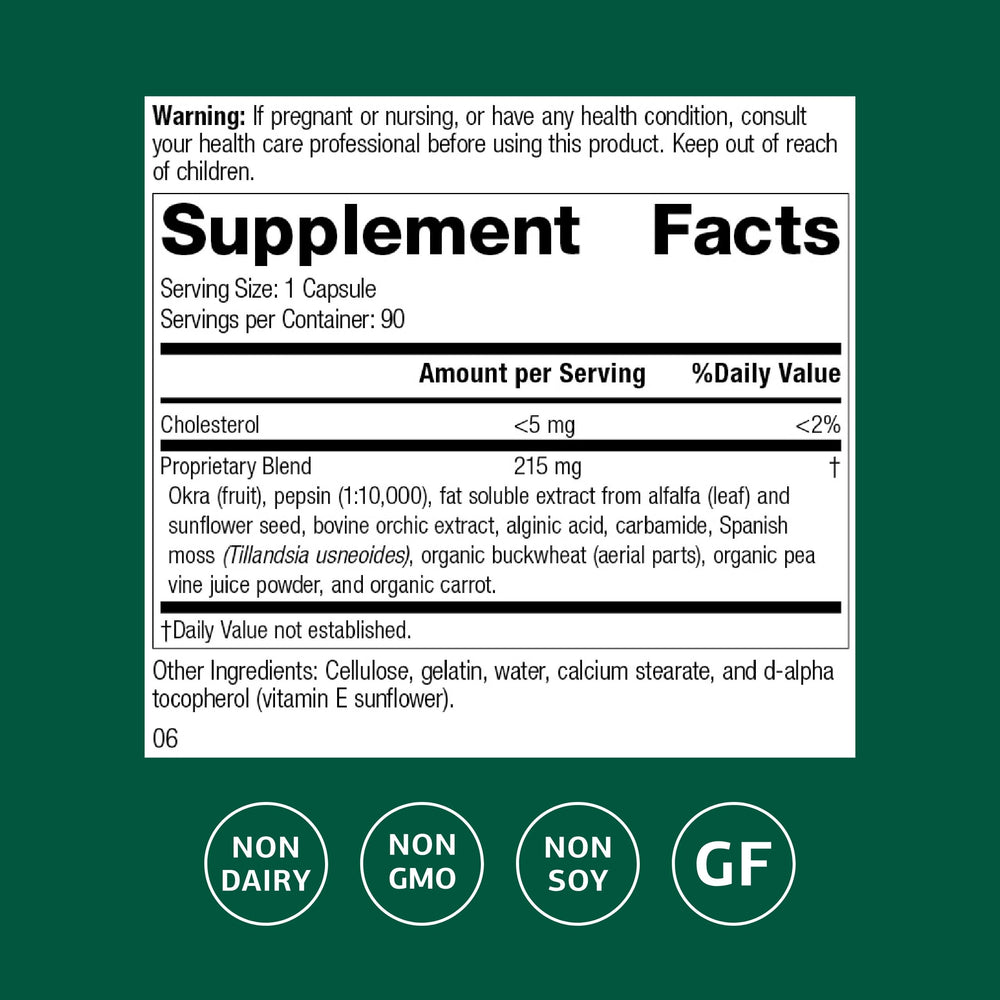 Okra Pepsin E3 capsules promoting protein digestion support.