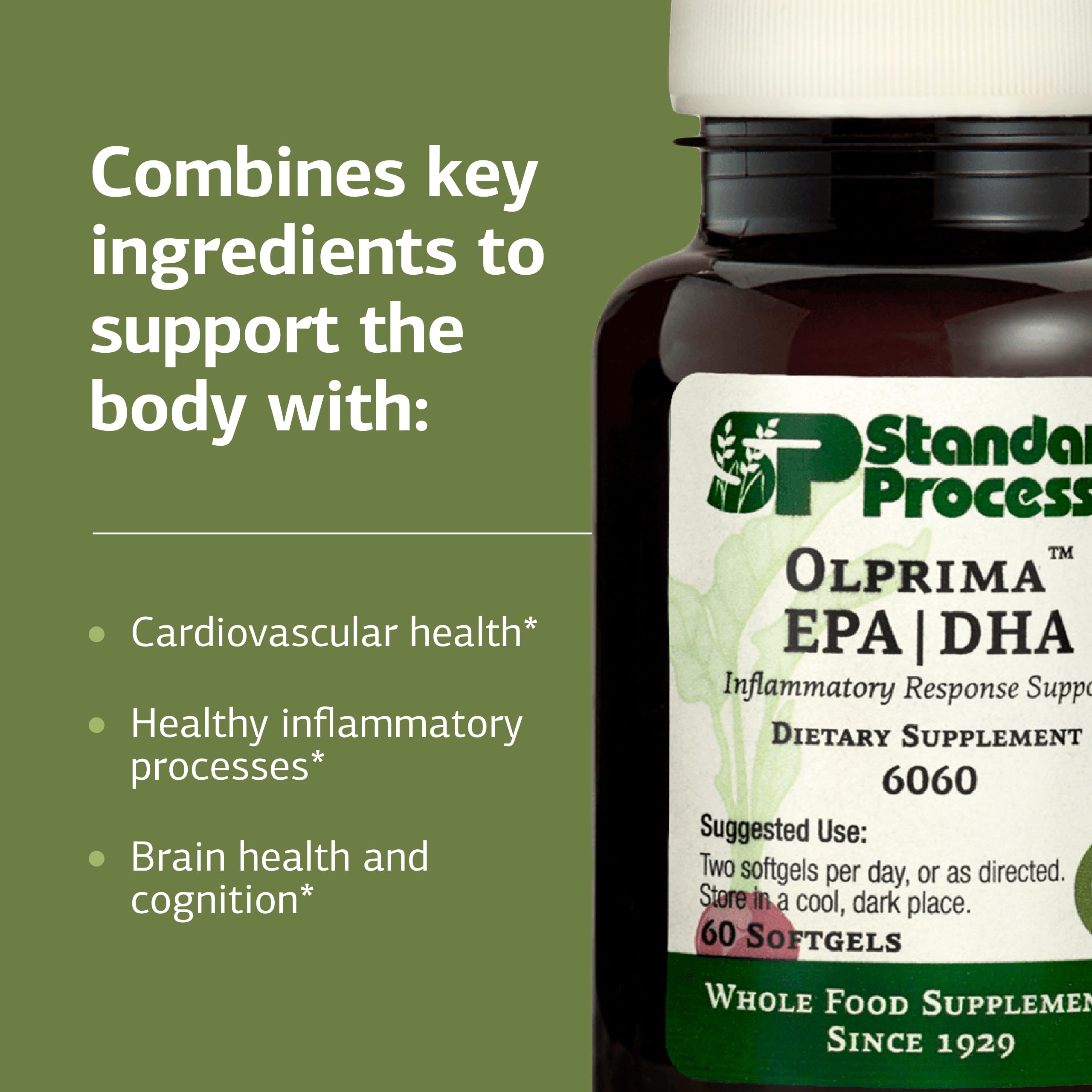 Standard Process Olprima EPA|DHA serving size graphic for daily use.