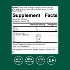 Standard Process Olprima EPA|DHA softgels pack showing two-daily serving option.