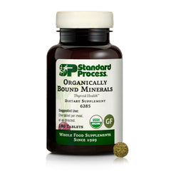 Standard Process Organically Bound Minerals bottle front view highlighting product packaging and iodine source