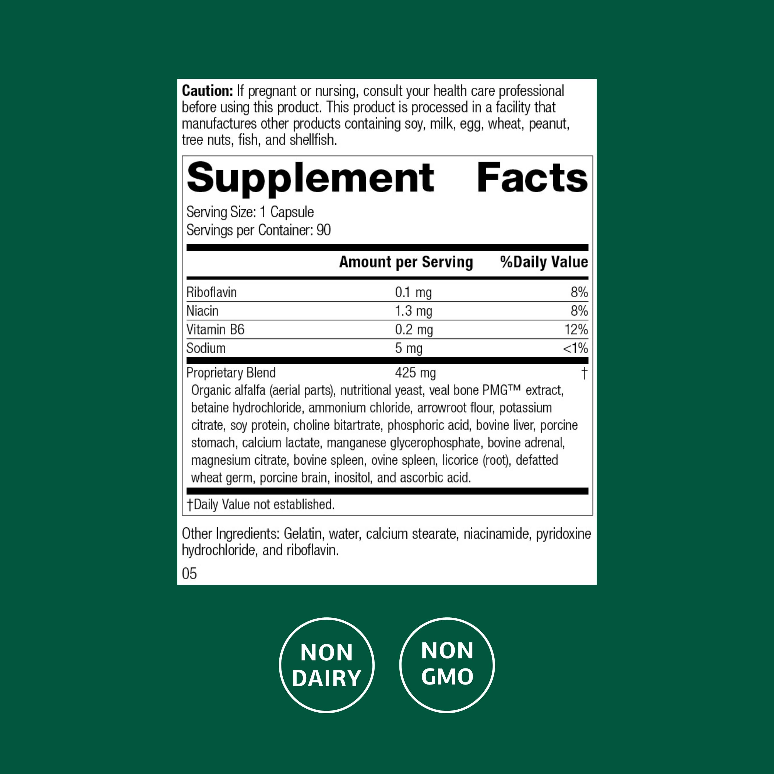 Standard Process Ostarplex capsules close-up showing small, easy-to-swallow servings.