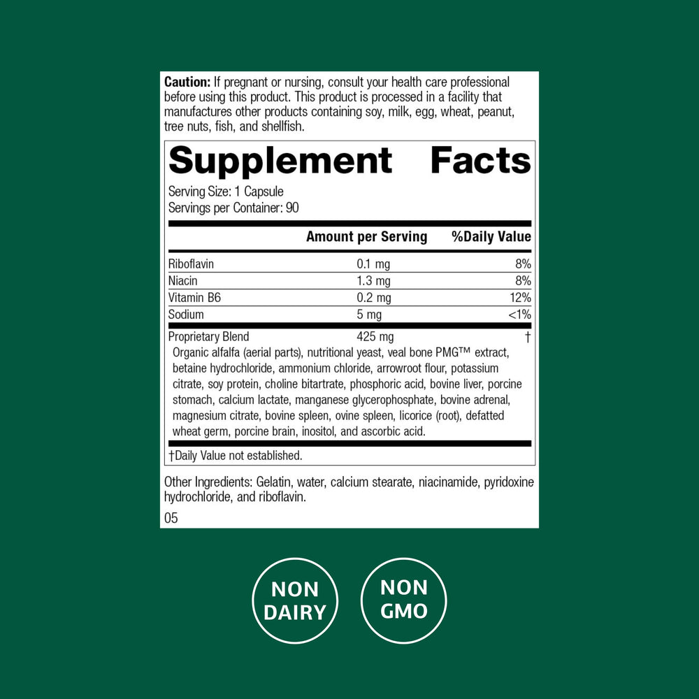 Standard Process Ostarplex capsules close-up showing small, easy-to-swallow servings.