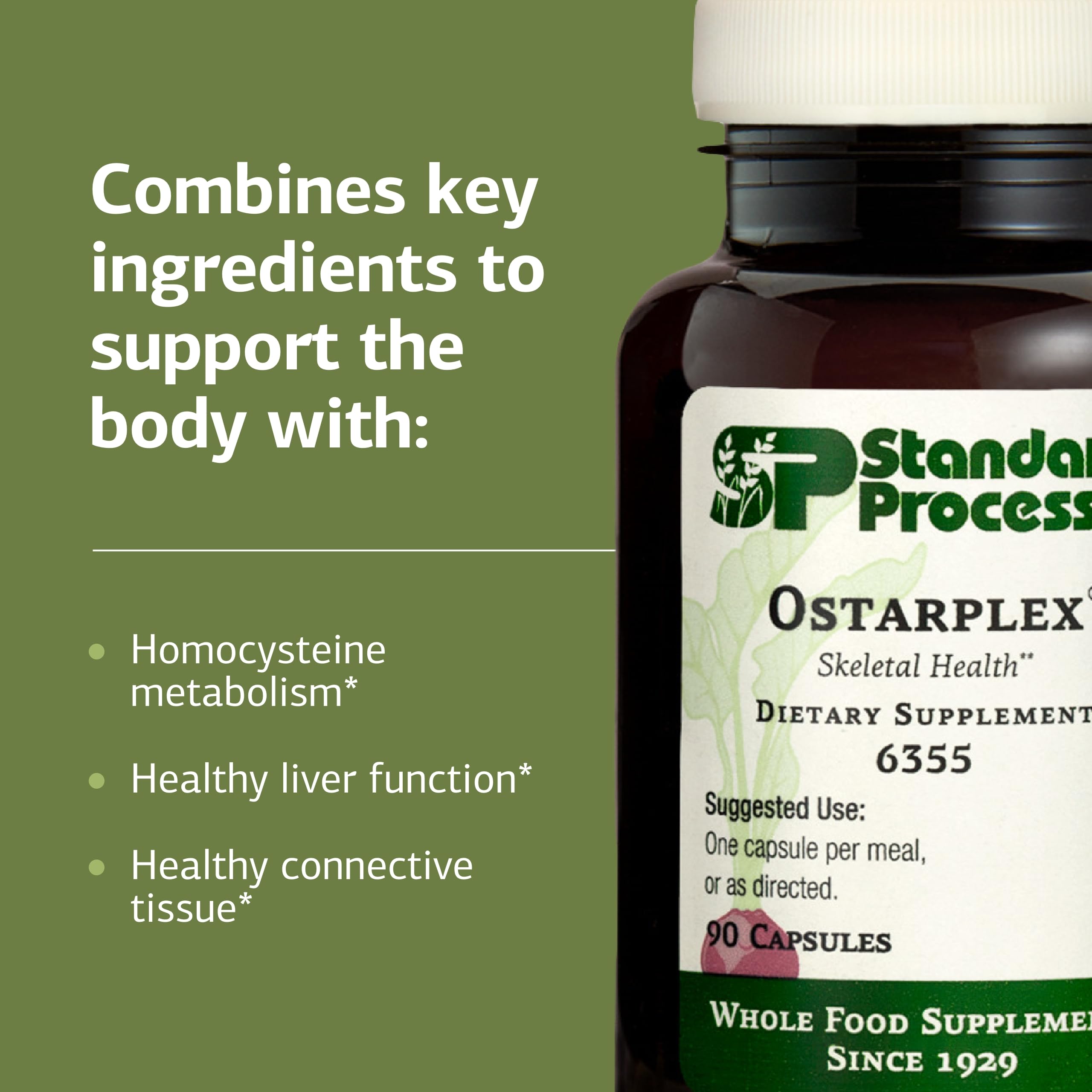 Standard Process Ostarplex ingredients list featuring vitamin B6 and related nutrients.