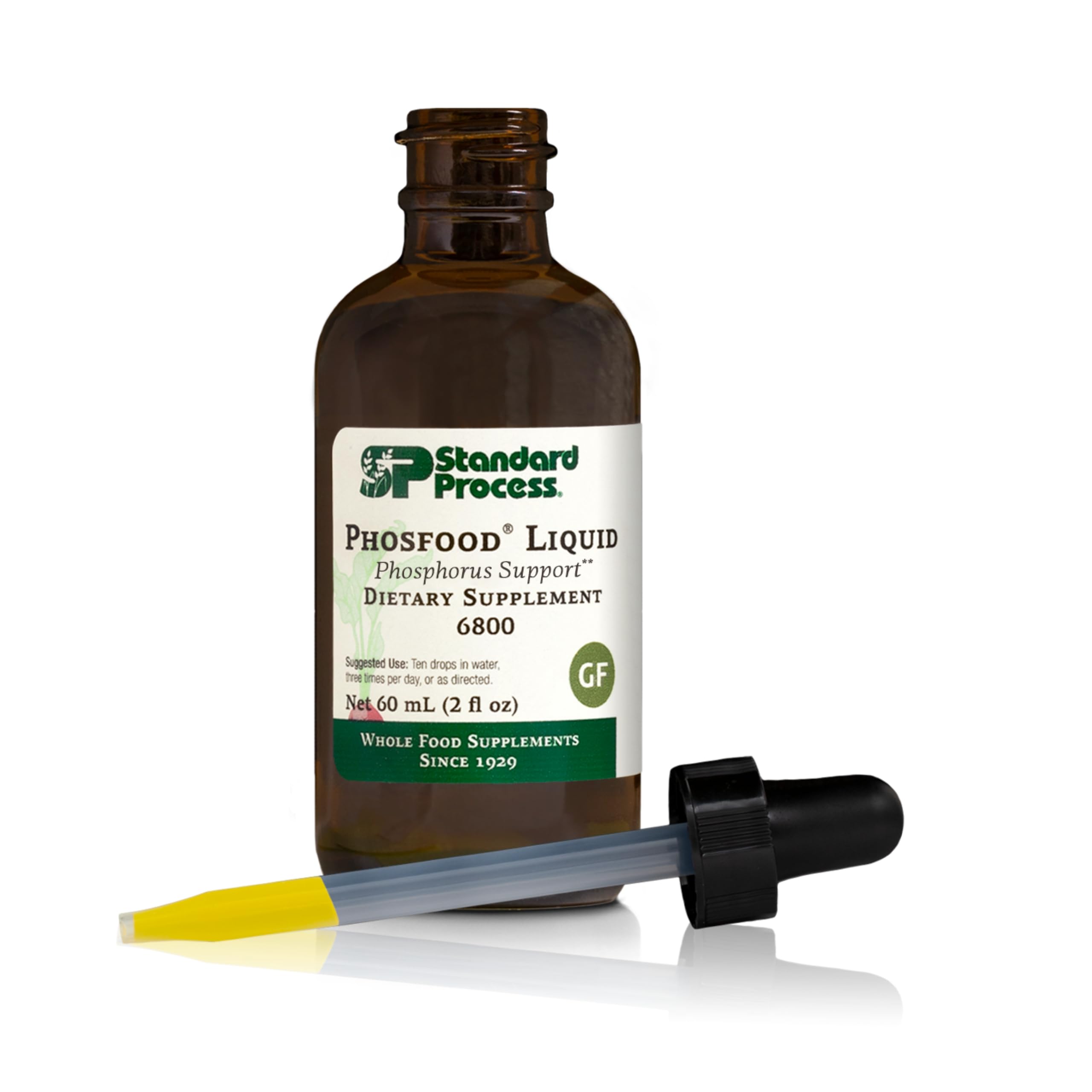 Standard Process Phosfood Liquid bottle on a clean surface supporting nutritional balance.