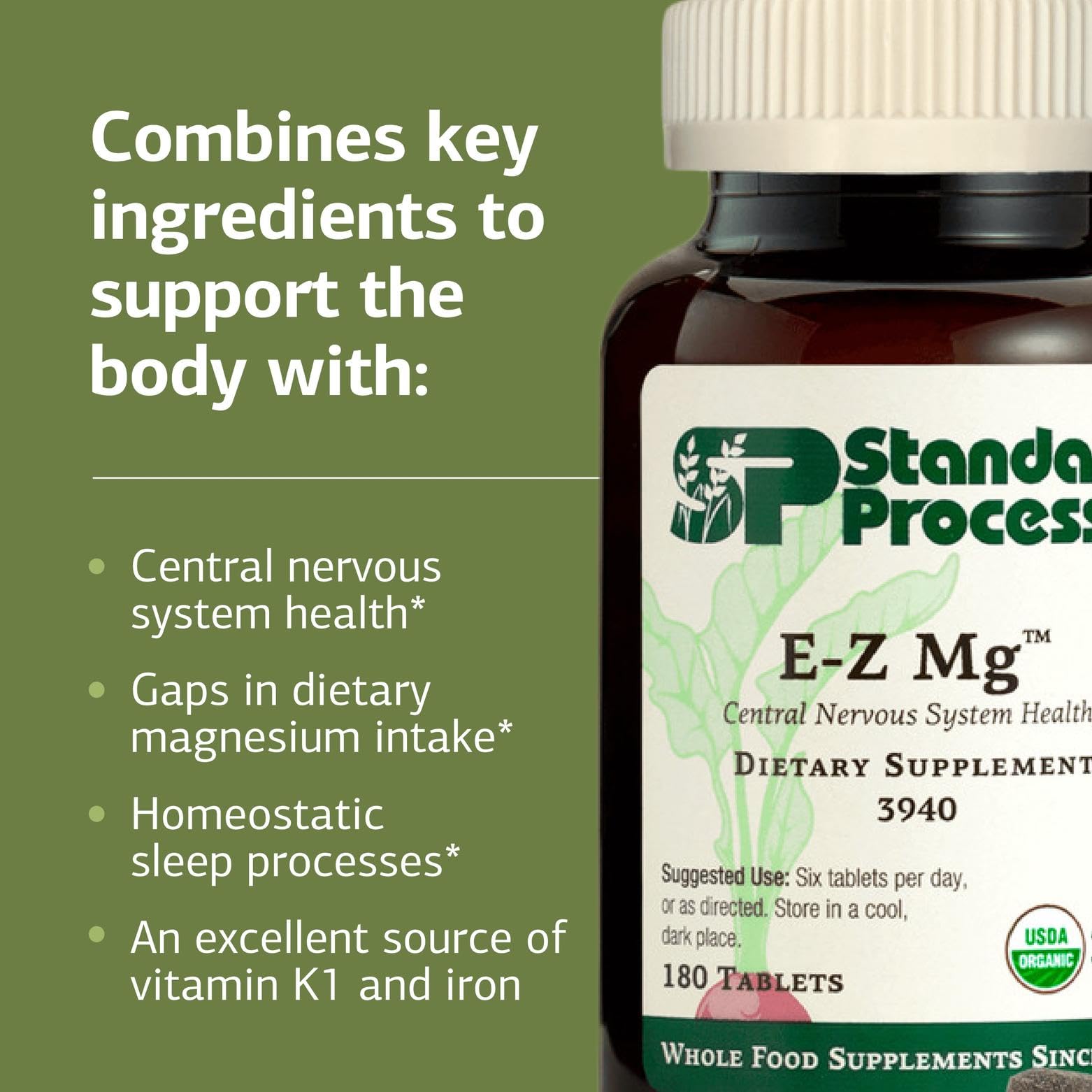 Plant-based Standard Process packaging scene underscoring organic vegan formulation.