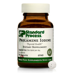 Standard Process Prolamine Iodine bottle with daily thyroid support at a glance