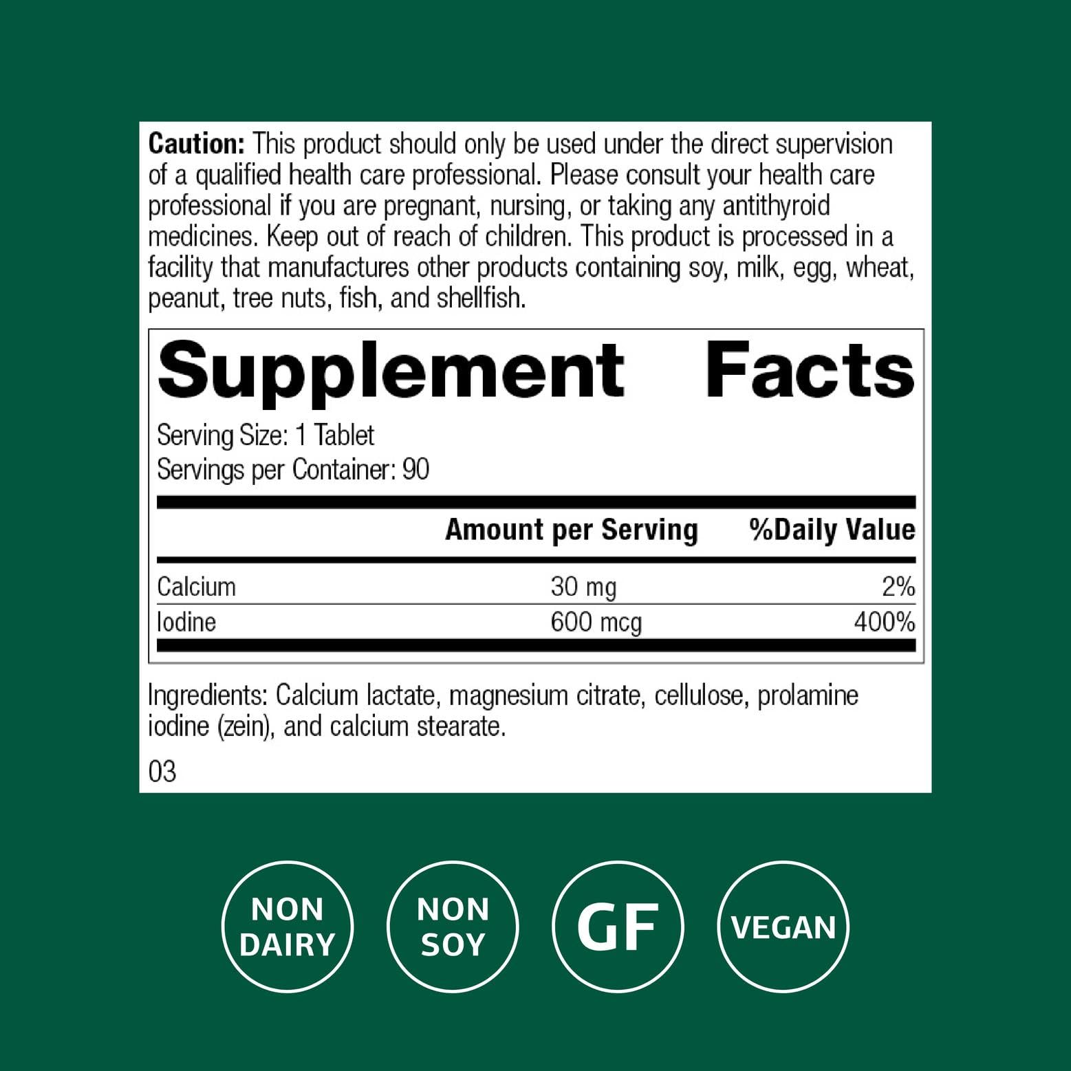 Standard Process Prolamine Iodine tablets close-up showing easy daily dosing