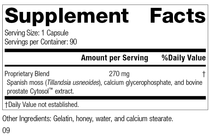 Standard Process Prost-X bottle back shows nutrition details