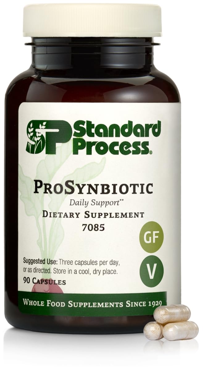Standard Process ProSynbiotic bottle with 90 capsules for daily gut support.