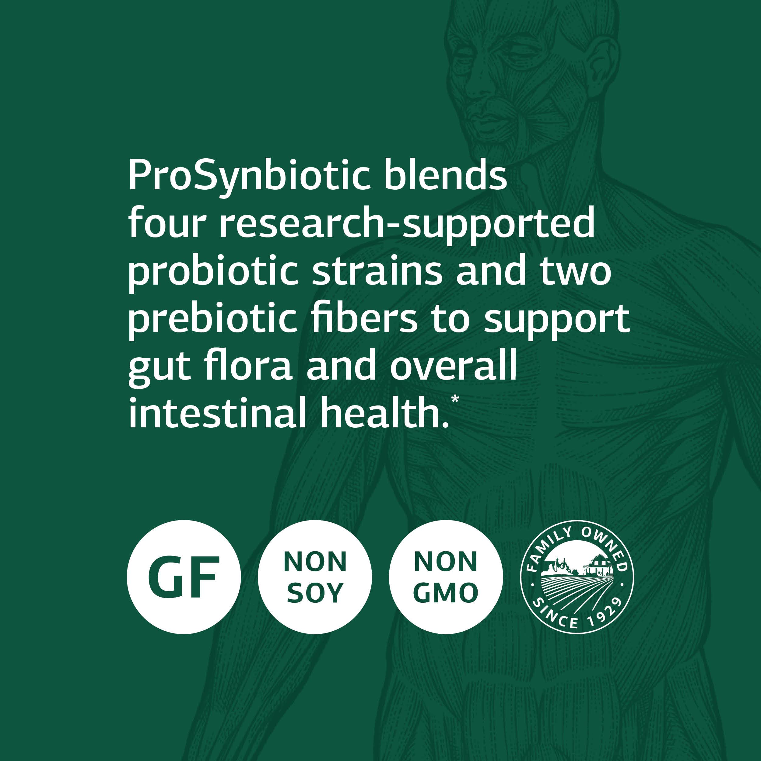 ProSynbiotic bottle with a dispensing cap for easy daily digestive health.