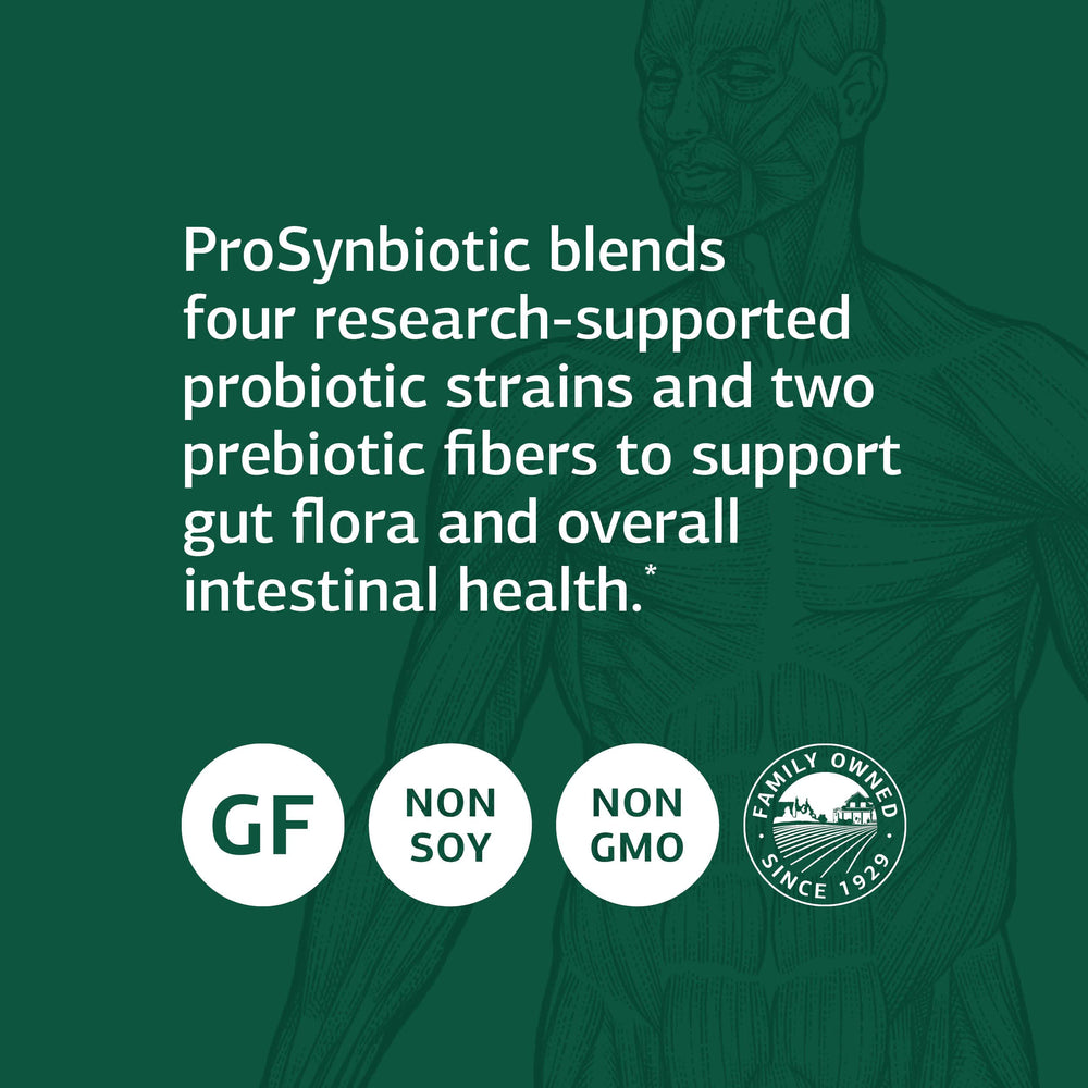 ProSynbiotic bottle with a dispensing cap for easy daily digestive health.