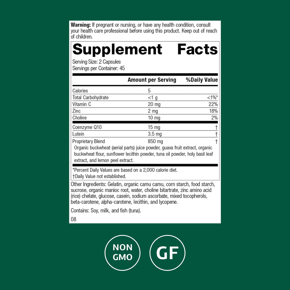 Standard Process Regeneplex capsules close-up showing vitamin C and zinc.