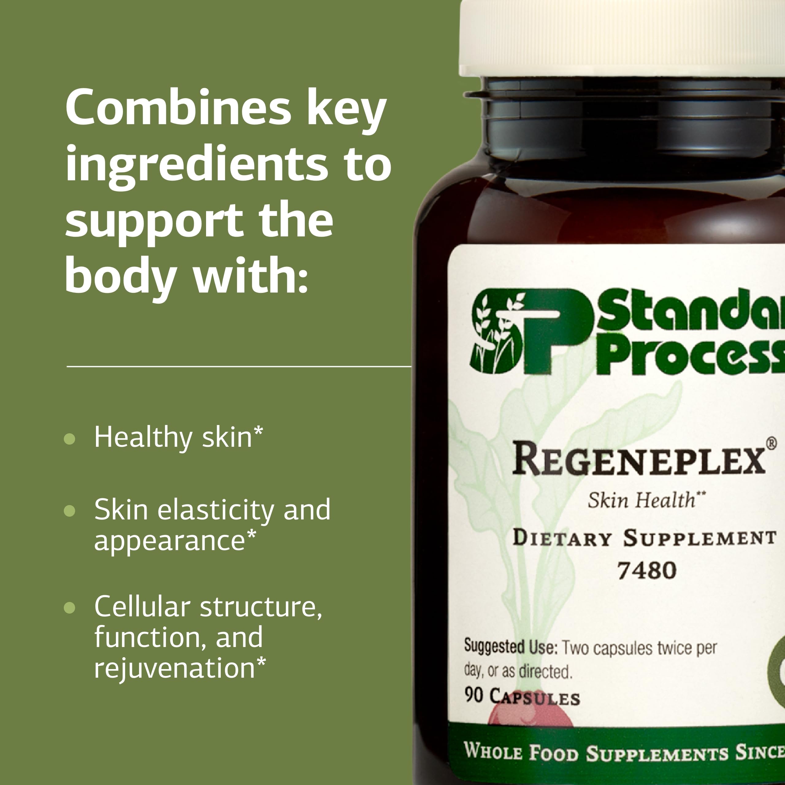 Standard Process Regeneplex tablets inside a bottle ready to use.