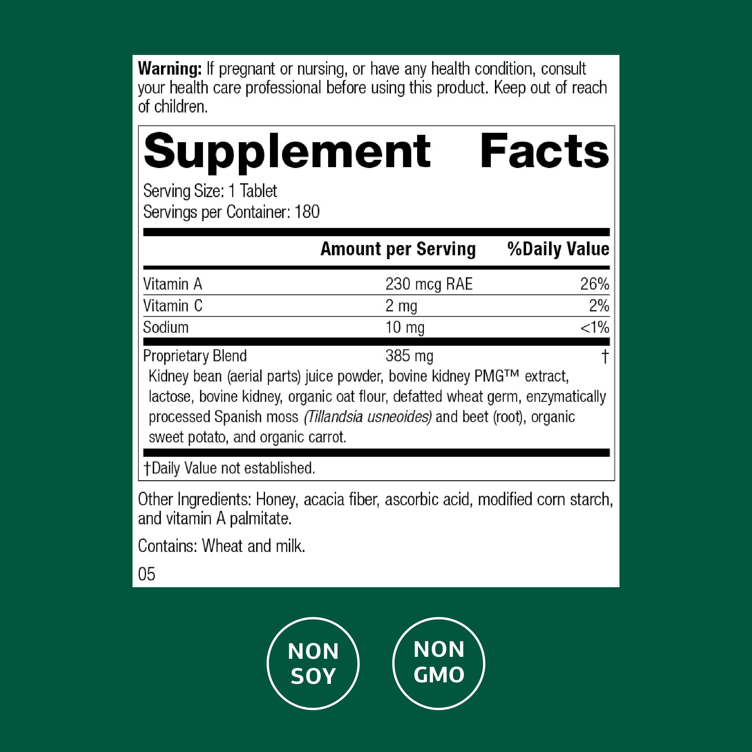 Standard Process Renafood tablets highlight antioxidant activity and convenient daily dosage.