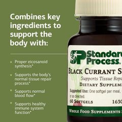 Standard Process Black Currant Seed Oil capsules in clear view for daily use.