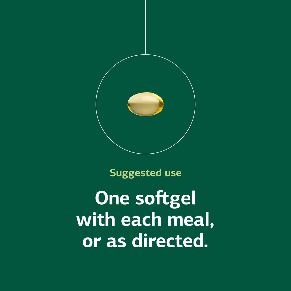 Softgels paired with food to illustrate easy daily integration
