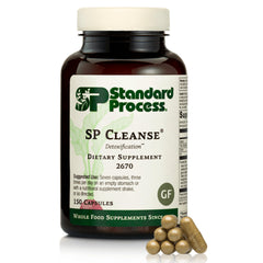 Standard Process SP Cleanse bottle, packaging highlight for kidney and liver support.
