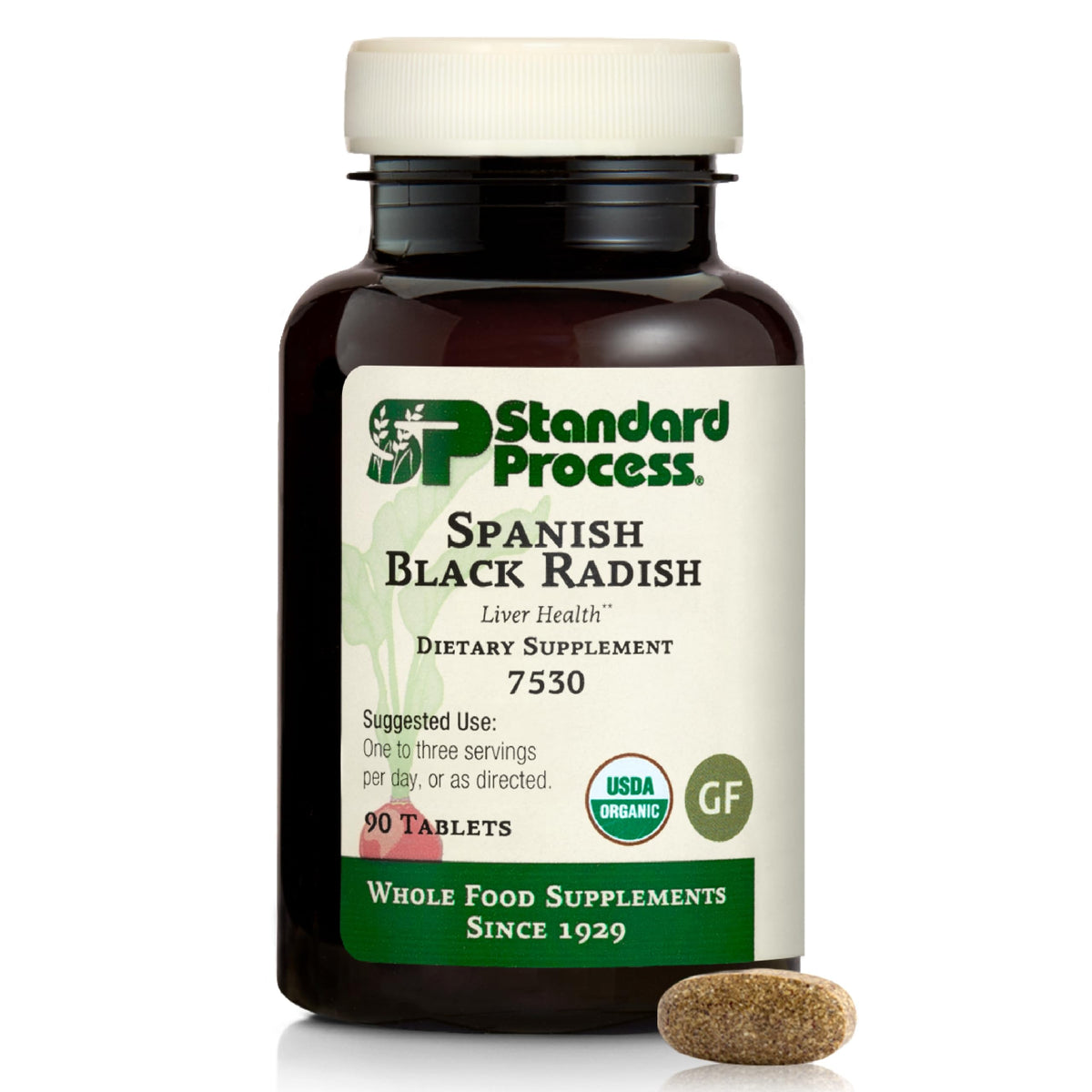 Standard Process Spanish Black Radish bottle front for liver support and digestion.