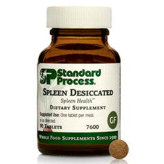 Standard Process Spleen Desiccated bottle close-up for immune support and whole-food benefits.