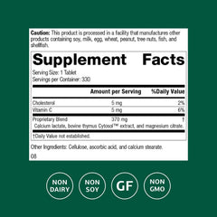 Standard Process Thymex cytosol tablets closeup for potential daily immune health support.