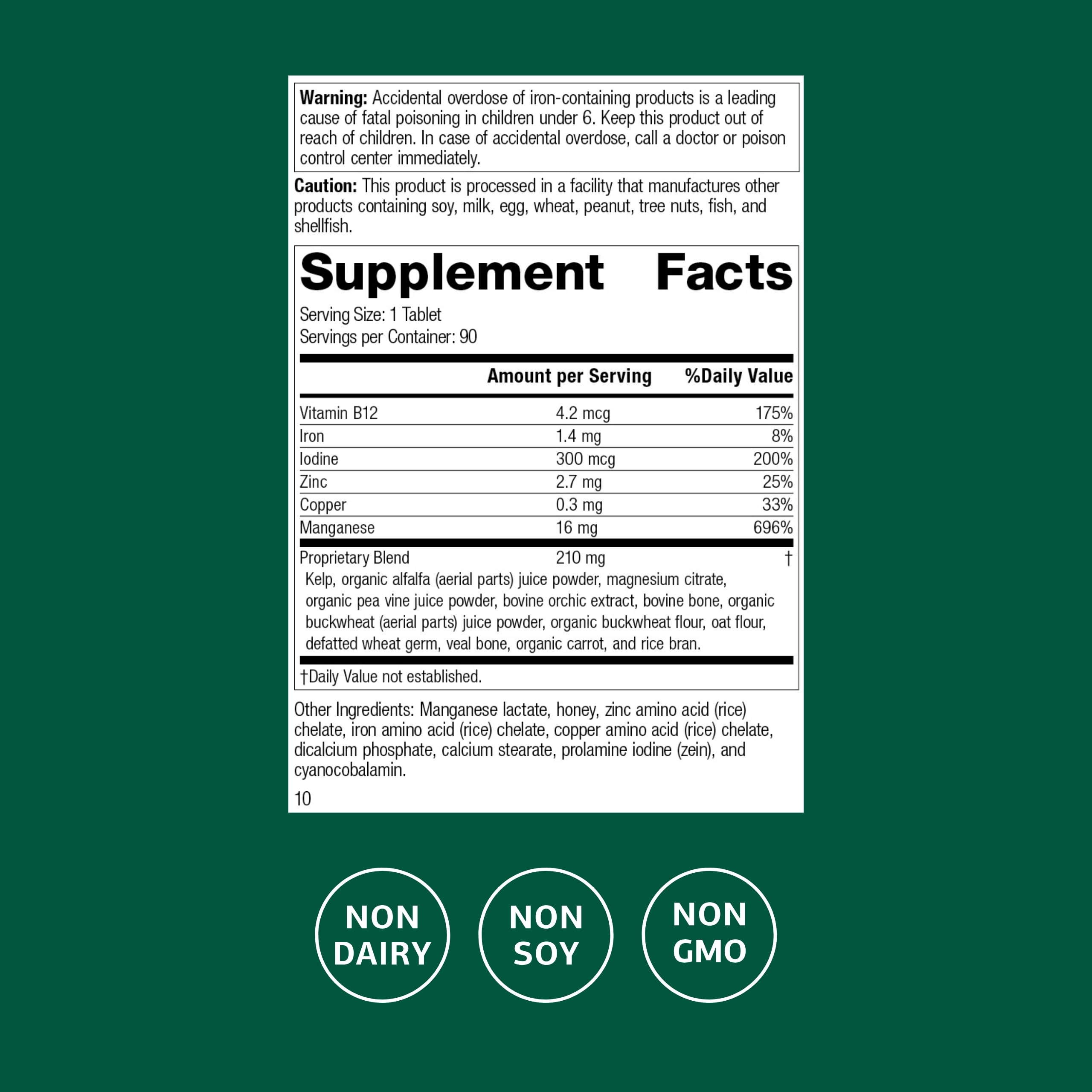 Standard Process Trace Minerals-B12 capsules closeup highlights iodine and zinc