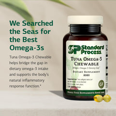 Standard Process Tuna Omega-3 label highlights antioxidant vitamin E.