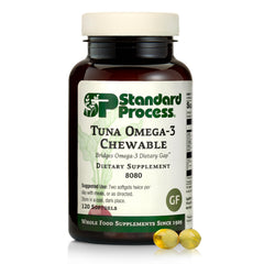 Standard Process Tuna Omega-3 Chewable bottle for daily omega-3 intake.