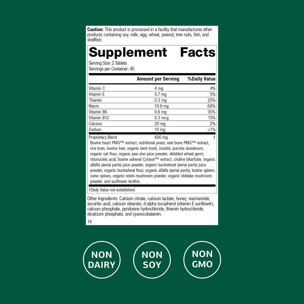 Close-up of Standard Process Vasculin label showing whole-food nutrition.
