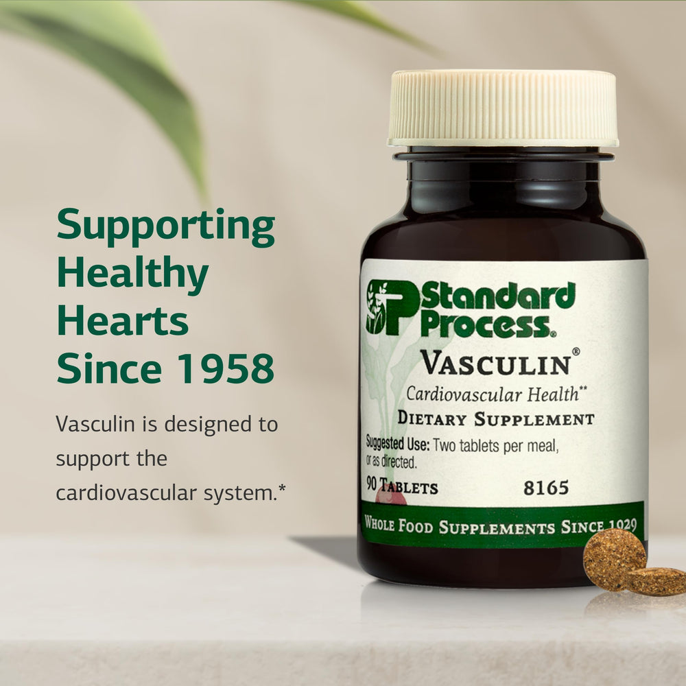 Standard Process Vasculin tablets ready for daily use and convenience.