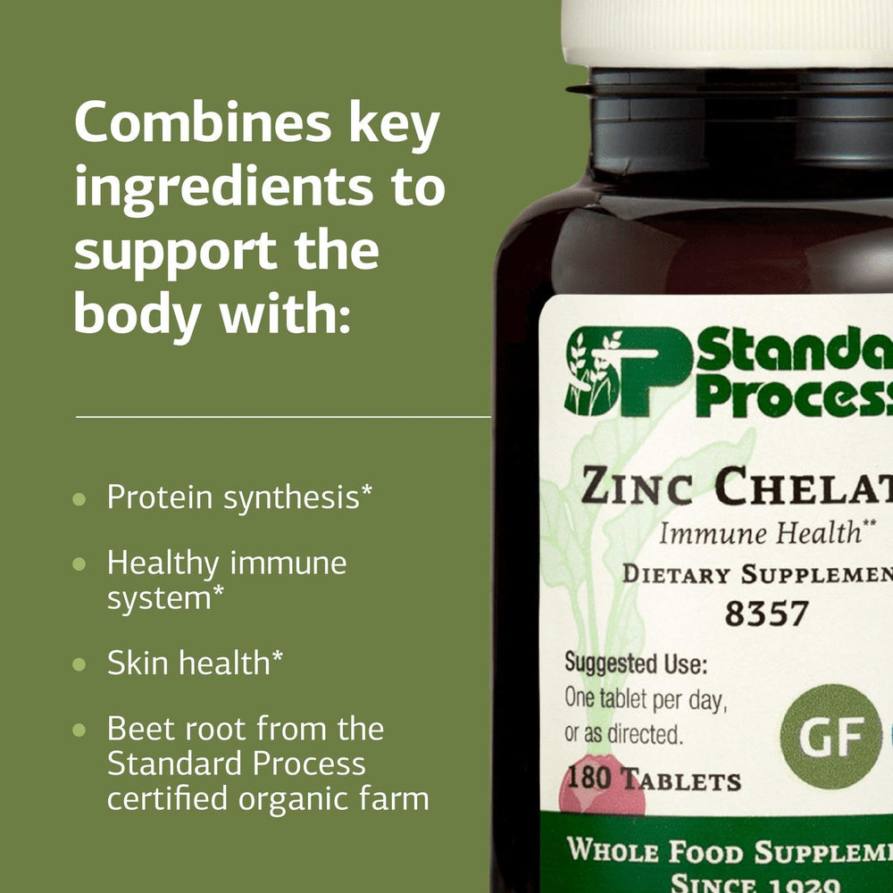 Zinc Chelate bottle on a desk as part of a routine.