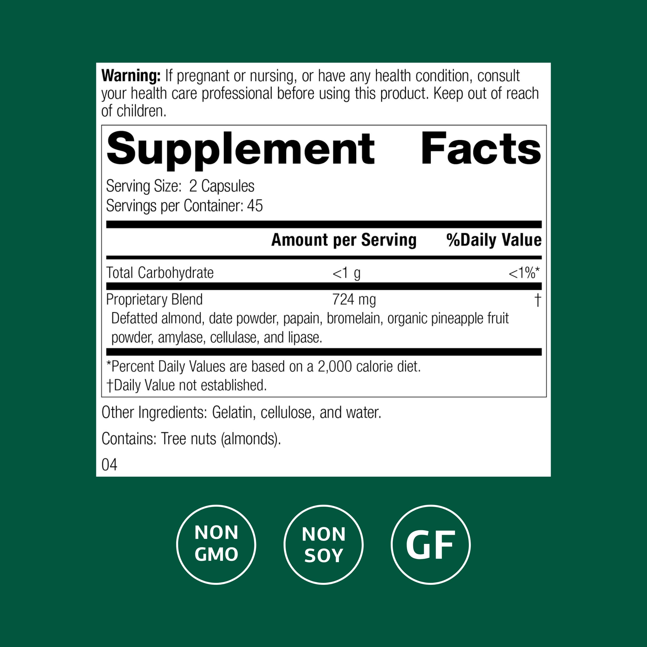 Zymex II capsules ready for gluten-free, non-soy digestive support