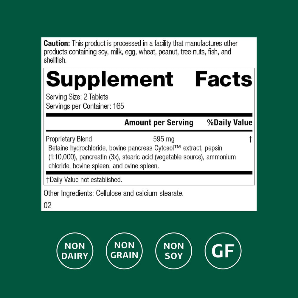 Standard Process Zypan tablets closeup highlighting pancreatin and pepsin benefits.