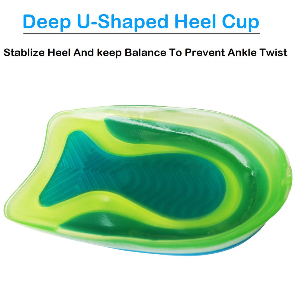 Flexible gel cushions adapt to most heels for easy wear.