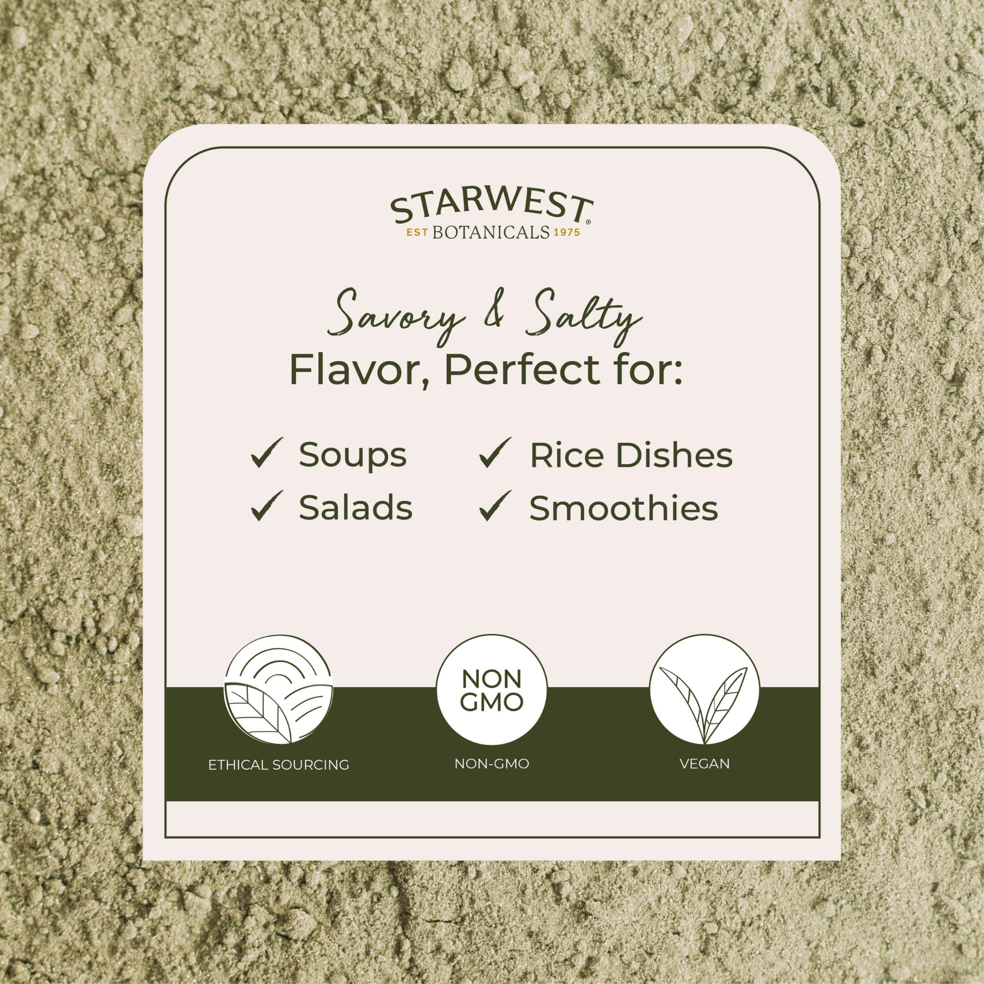 Starwest Botanicals Ascophyllum nodosum powder close-up for culinary use.