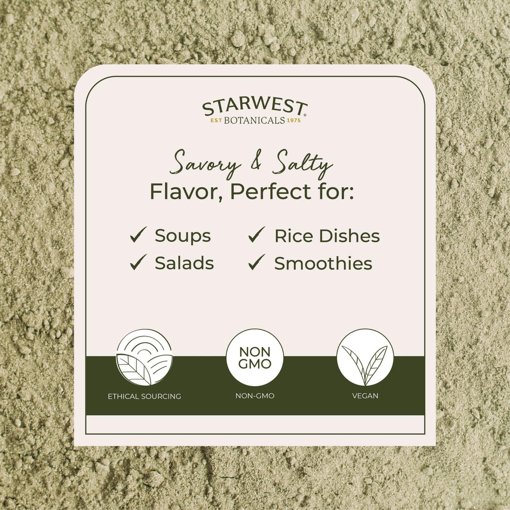 Starwest Botanicals Ascophyllum nodosum powder close-up for culinary use.