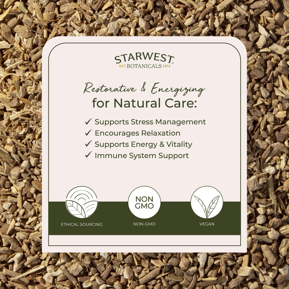 Starwest Botanicals ashwagandha-root tea brew-ready for daily rituals