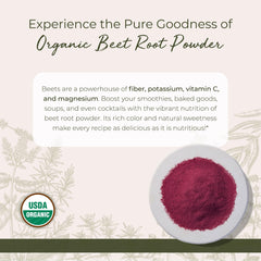 Starwest Botanicals beet root powder packaging closeup—organic, kosher, and non-GMO.