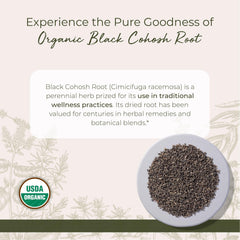 Starwest Botanicals Black Cohosh root close-up shows earthy texture for tinctures.