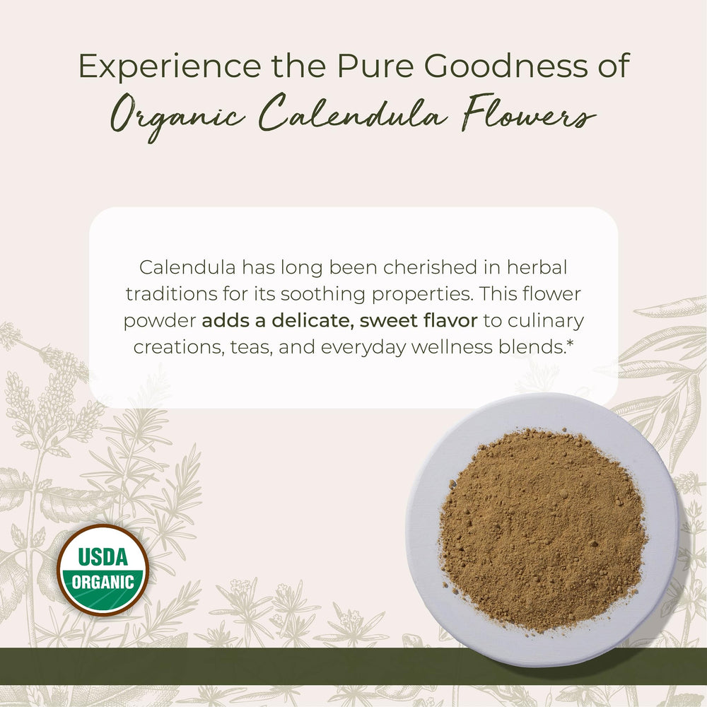 Close-up of Starwest Calendula powder texture for culinary and infusion use
