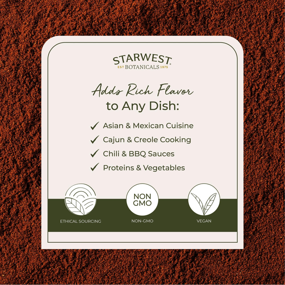 Starwest Cayenne on a spice shelf, a pantry staple for bold flavor.