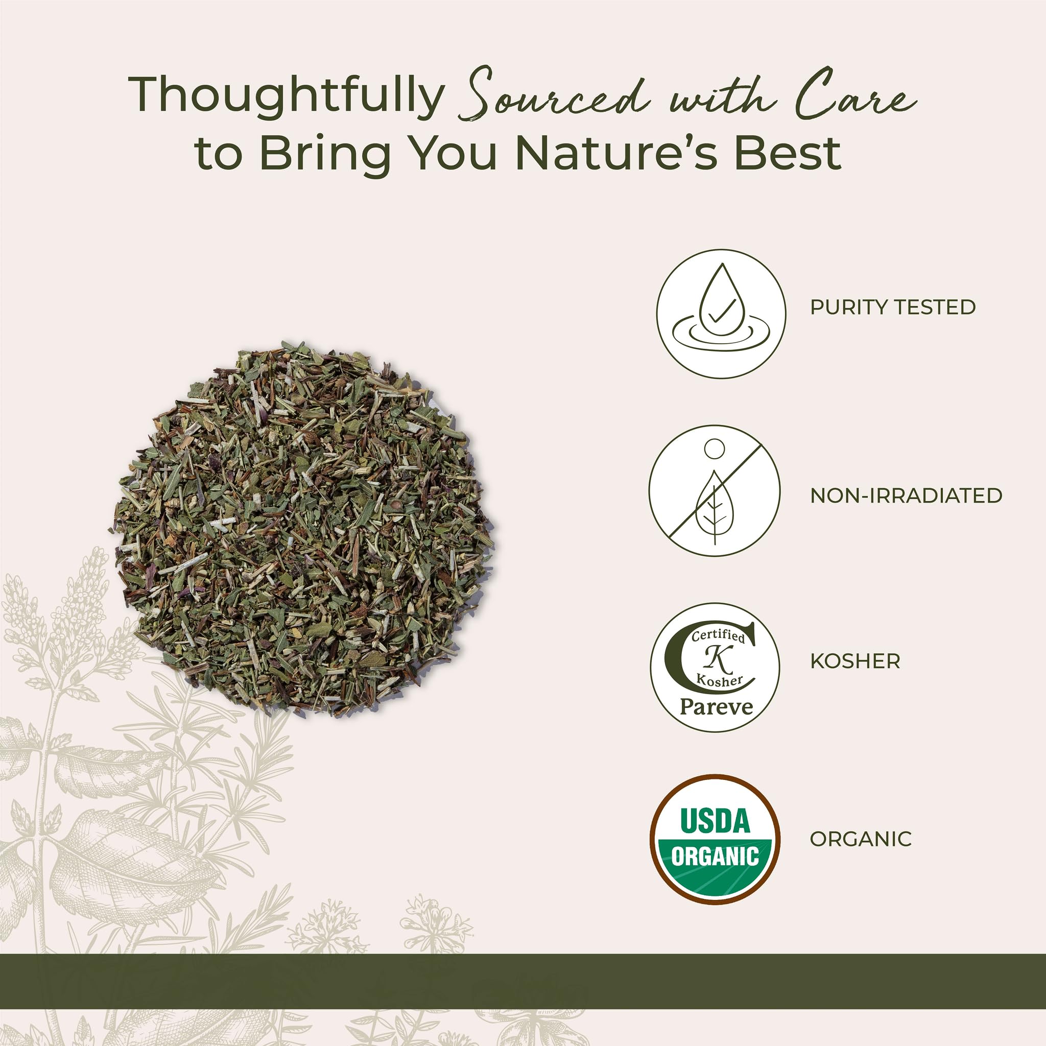 Vibrant green echinacea bits with earthy notes for culinary herb mixes.