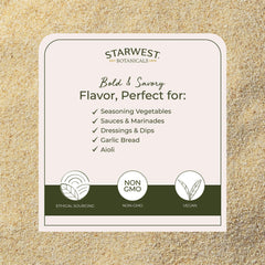 Starwest Botanicals garlic granules dried texture, versatile spice for rubs and soups.