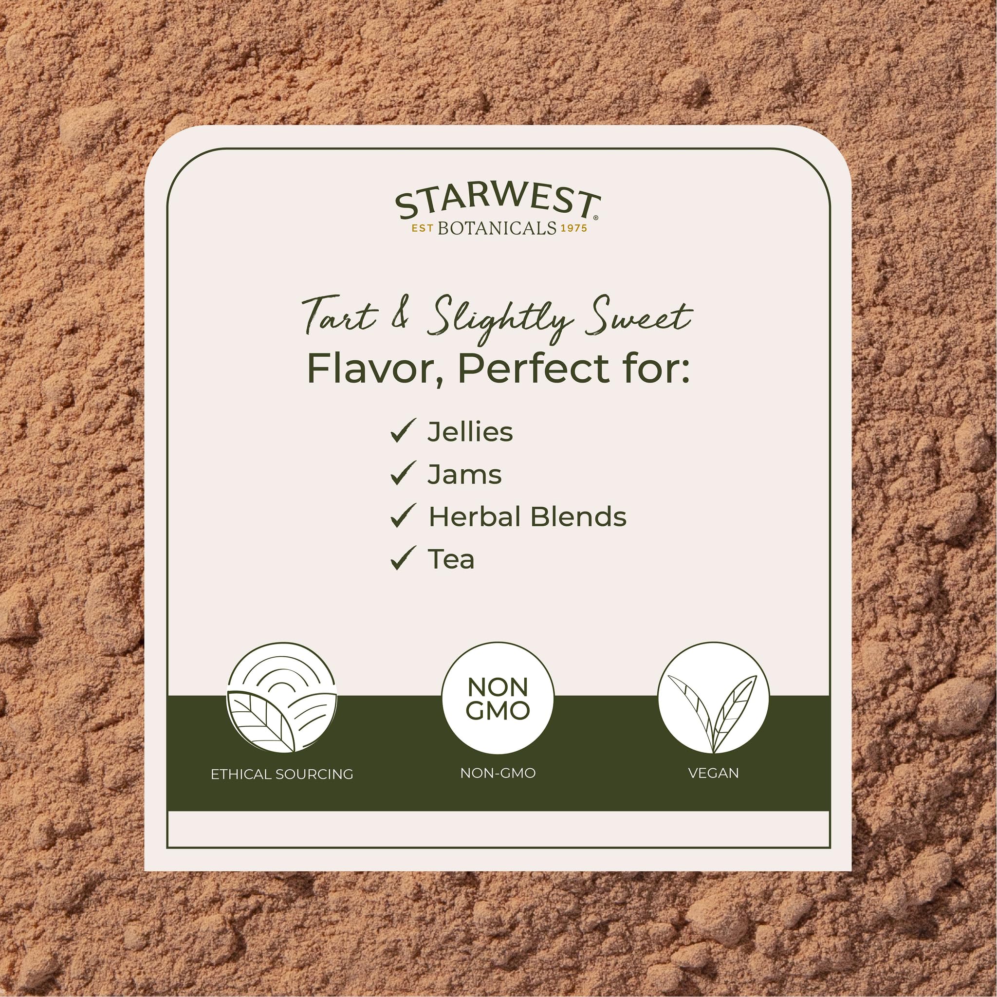 Starwest Hawthorn Berry Powder in cup; adds natural flavor to beverages.