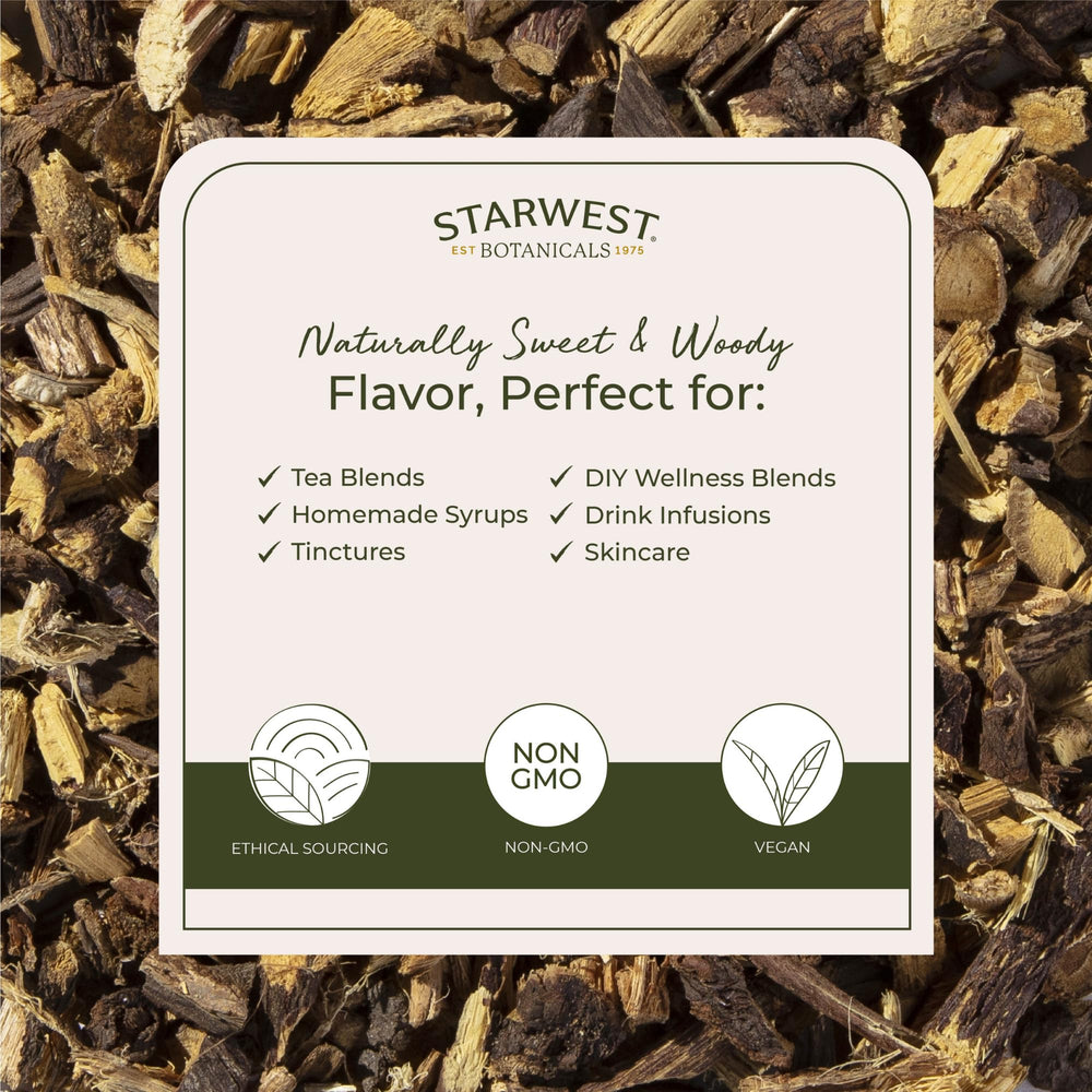 Licorice root used as a candy ingredient for natural sweetness from Starwest Botanicals.