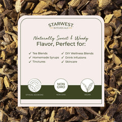Licorice root used as a candy ingredient for natural sweetness from Starwest Botanicals.