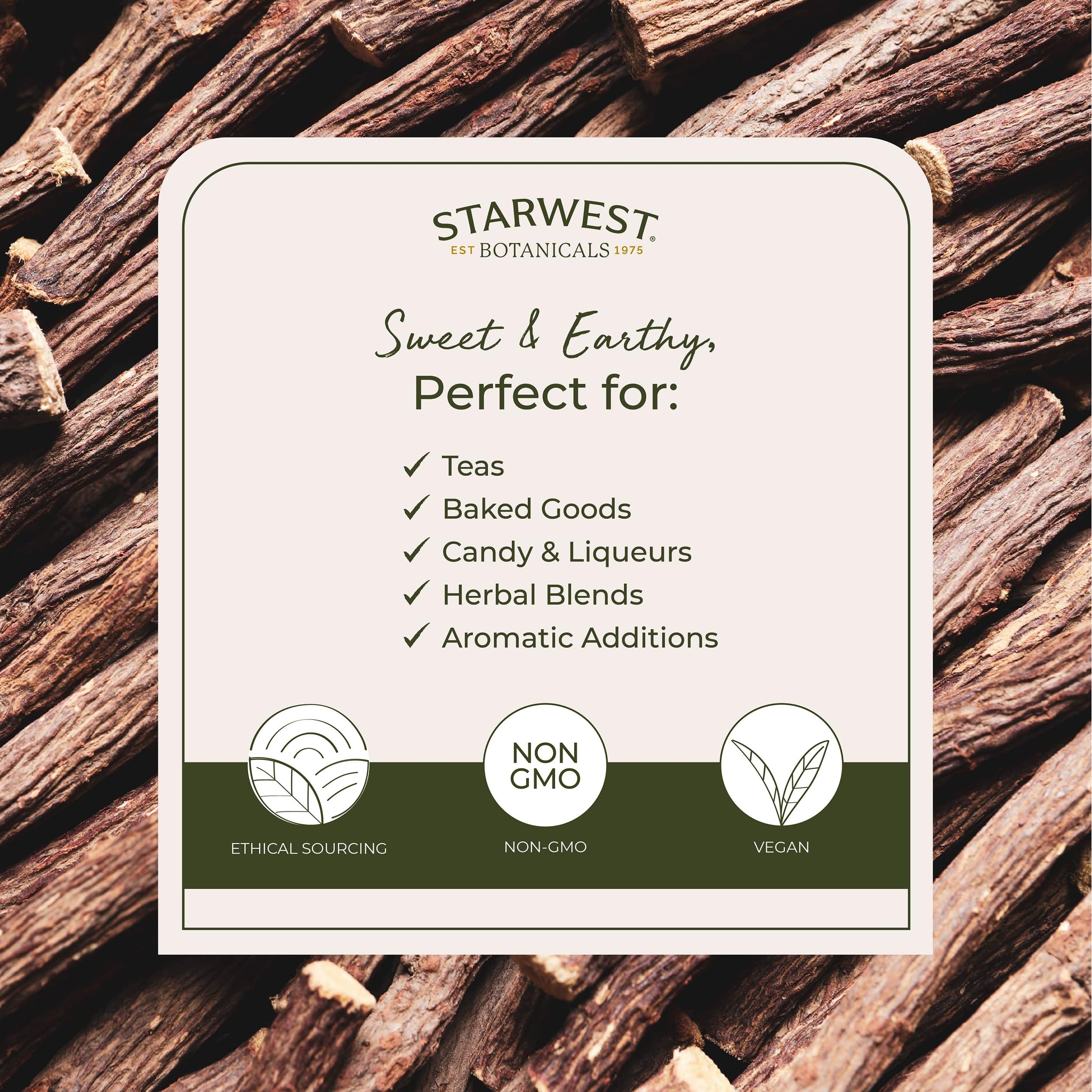 Starwest Botanicals licorice root sticks perfect for baked goods and subtle sweetness