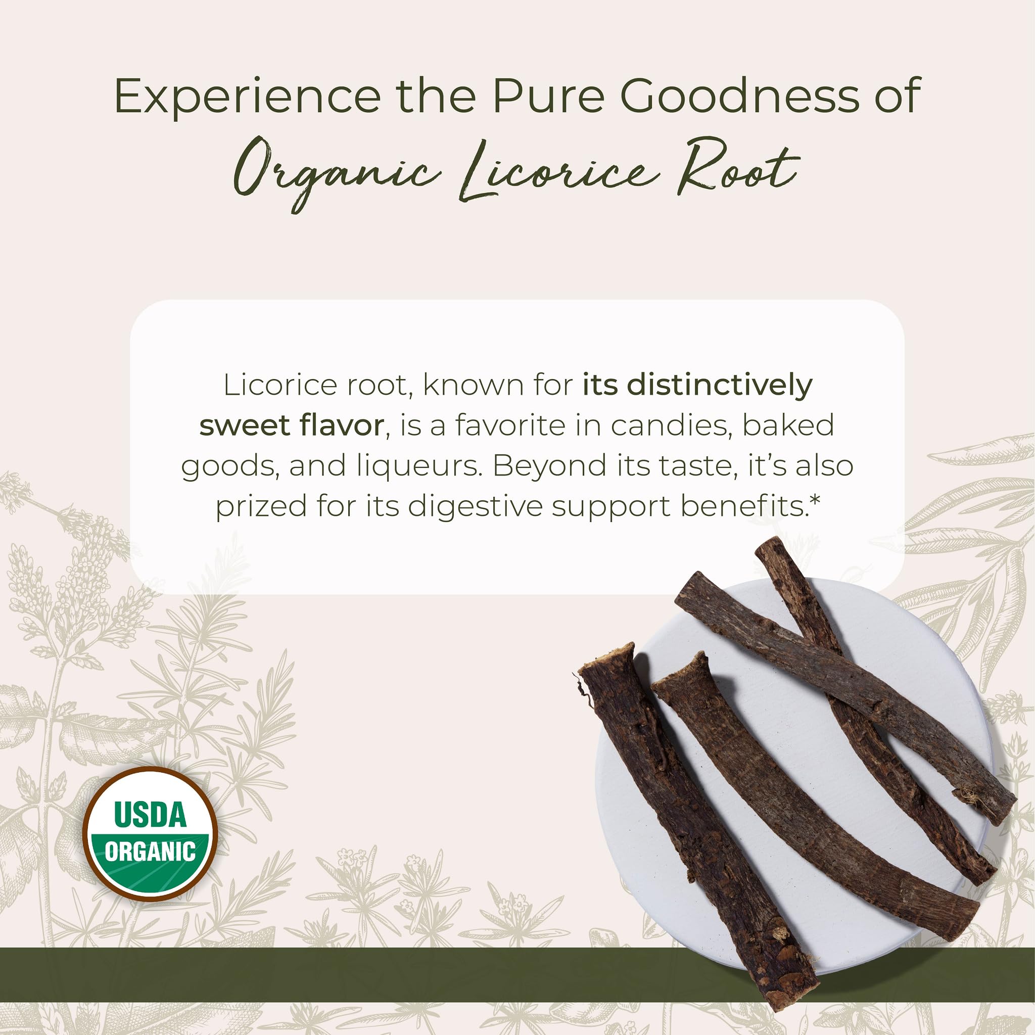 Starwest Botanicals licorice root sticks enhance tea blends with aroma and sweetness