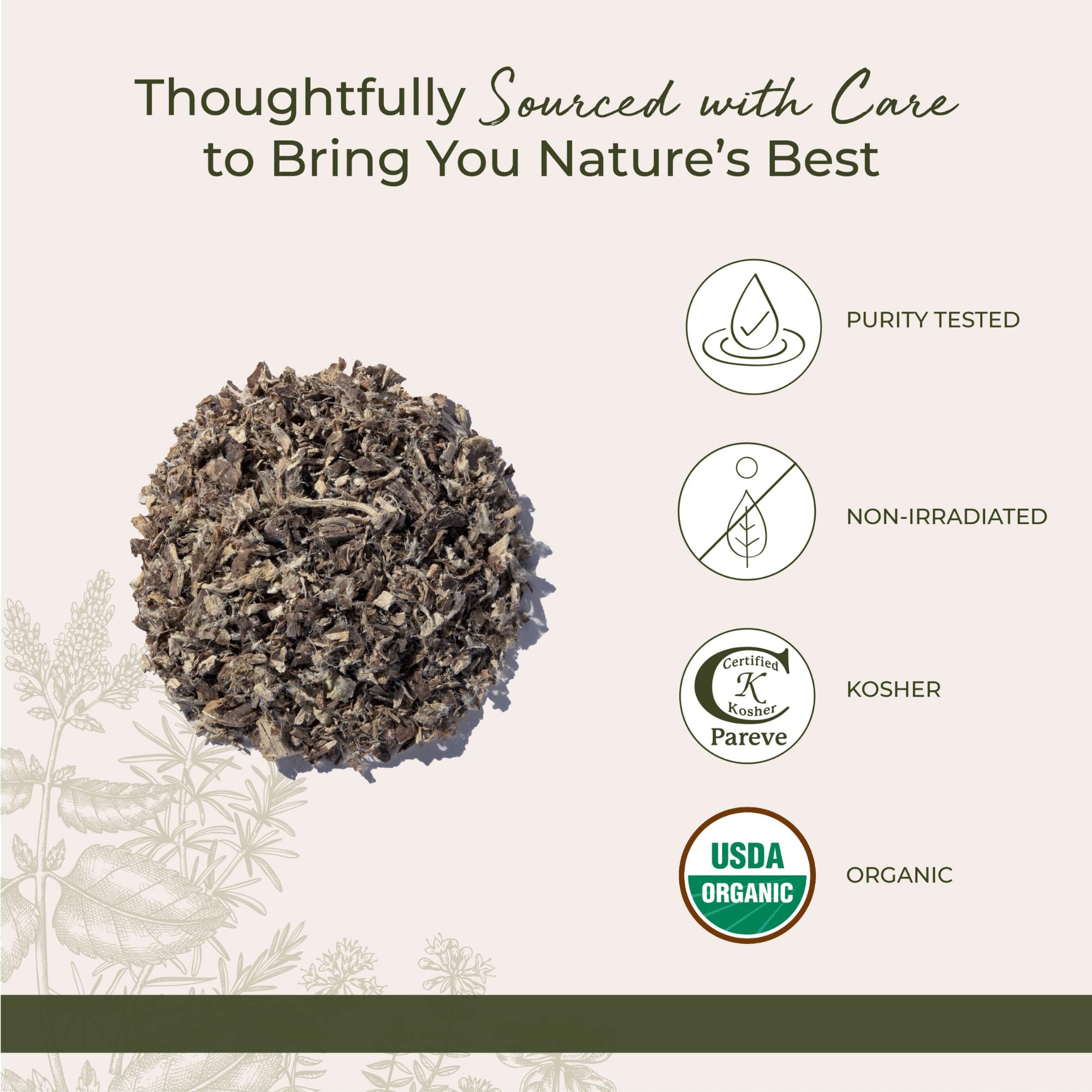 USDA Organic and non-GMO marshmallow root supports premium quality tea blends.