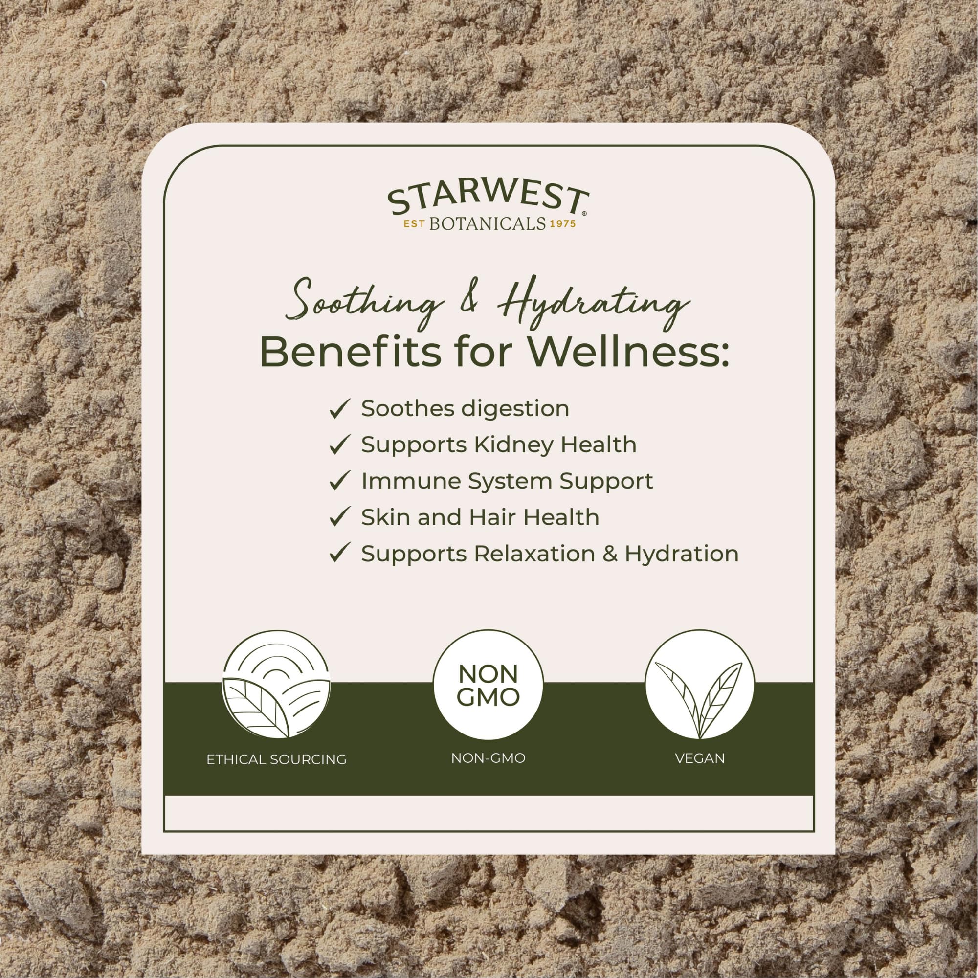 Starwest Botanicals marshmallow root powder in a bowl ready for infusion.