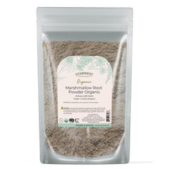 Starwest Botanicals marshmallow root powder pouch ideal for flavorful tea blends.